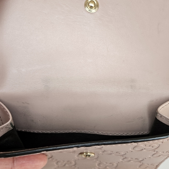 100% Authentic GUCCI GG Pattern Guccissima Bifold Wallet Leather Pink Preloved - Picture 8 of 15